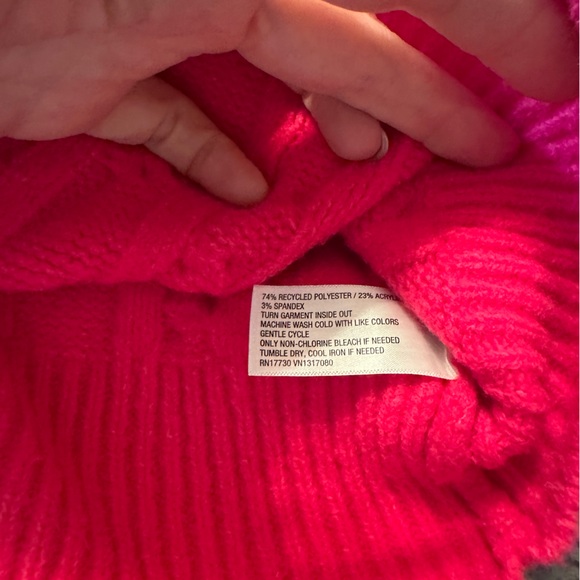 Hot Pink - Women’s Crop Sweater - Picture 4 of 4